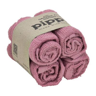 Umazano roza krpice za umivanje iz organskega bombaža (4 KOSI) Pippi®  