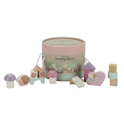 Set lesenih kock za gradnjo, FAIRY GARDEN (24m+), 50 kock, Little Dutch (LD7345)
