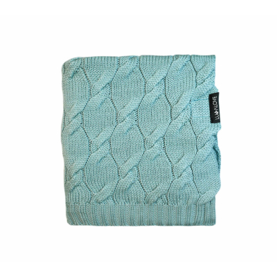 Metalna mint MERINO volnena pletena odeja LULLALOVE 80x100 cm - PREMIUM