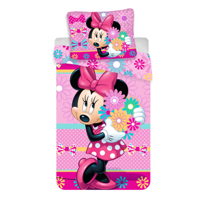 Roza 2-delna posteljnina MINNIE MOUSE rožice 140x200 cm, ©DISNEY
