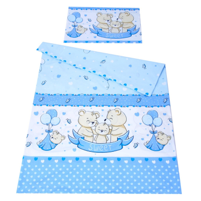Modra 2-delna posteljnina za zibko MEDVEDKI SWEET 60x75 cm BabyLux