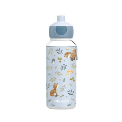 Modra otroška steklenička pop-up Forest Friends (400 ml), Little Dutch