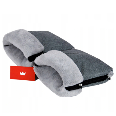 JEANS  MELANGE SIVE muf rokavice za voziček SIV PLIŠ - ZADRGA CandyFlex