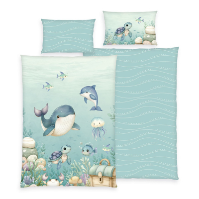 Modra 2-delna posteljnina OCEAN 135x100 cm