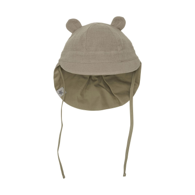 Zeleno-rjav muslin klobuček UŠESKA  86/92 (12-18m) - UPF 50+, HUTTEliHUT®