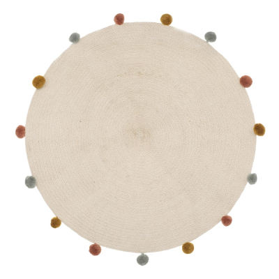 Bež otroška bombažna preproga POMPOM D90 cm, Atmosphera® 