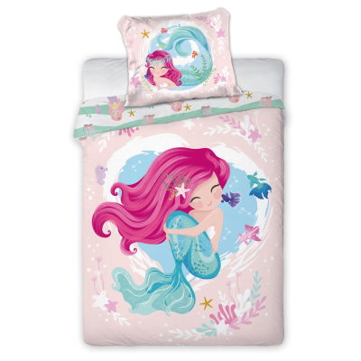 Turkizno-roza 2-delna posteljnina MERMAID Cuddles 135x100 cm, Faro