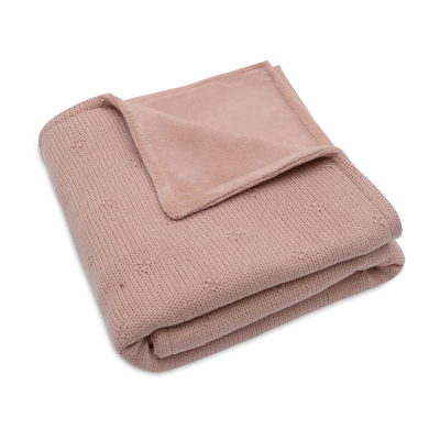 Roza dvoslojna pletena odeja 75x100cm Cosy Knit Wild Rose/Velvet, Jollein® 