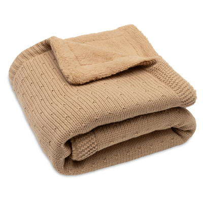 Lešnik rjava dvoslojna pletena odeja 75x100cm Sprinkle knit Hazel/Fluffy, Jollein® 