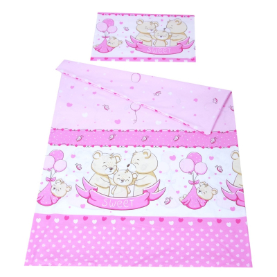 Roza 2-delna posteljnina MEDVEDKI SWEET 120x90 cm BabyLux
