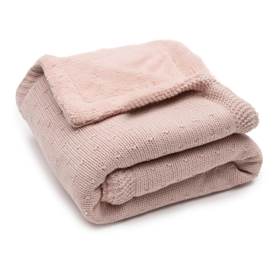 Svetlo roza dvoslojna pletena odeja 75x100cm Sprinkle knit Silk Rose/Fluffy, Jollein® 