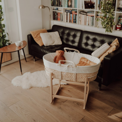 Set za dojenčka, Mojzesova košara z Rockingbaby Natural gugalnikom, AhojBaby