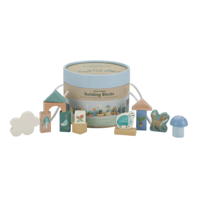 Set lesenih kock za gradnjo, FOREST FRIENDS (24m+), 50 kock, Little Dutch (LD7245)