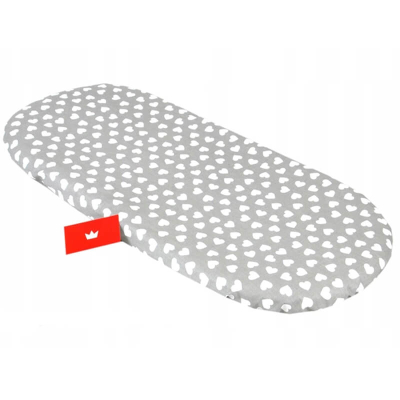 SIVA ovalna jogi rjuha za košek BELI SRČKI 75/80x35/40 cm, BabyLux 