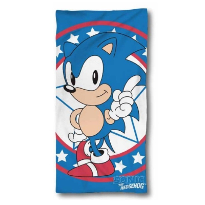 Svetlo modra otroška kopalna brisača SONIC the Hedgehog, 70x140 cm, ©Sega  - AKCIJA BW