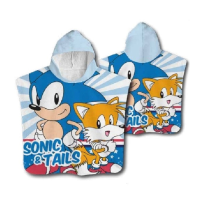 Svetlo modra pončo brisača SONIC the Hedgehog, 50x100, ©Sega  