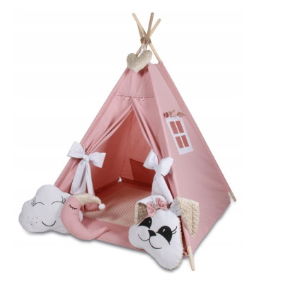 Pudrasto roza ŠOTOR TIPI zajček, 115x115 cm
