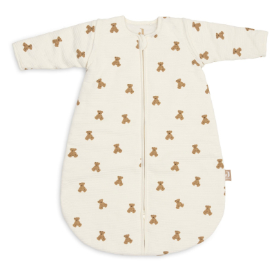 Kremno bela spalna vreča z rokavi MINI TEDDY BEAR - Little Waffle 0-3m, Jollein