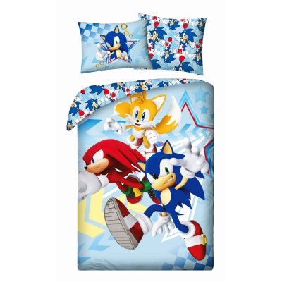 Dvostranska 2-delna posteljnina Ježek SONIC, 140x200 cm, ©Sega