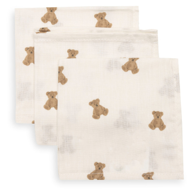 Kremno bele krpice za umivanje MINI TEDDY BEAR 31x31cm (3 kosi) Jollein®