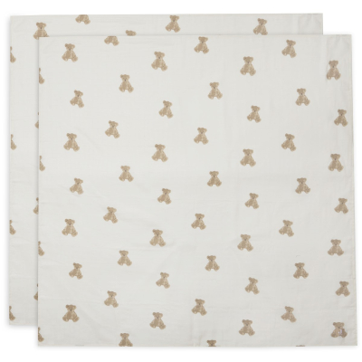 Kremno bele tetra plenice TEDDY BEAR (115x115 cm) - 2 kosa,  Jollein®