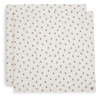Kremno bele muslin plenice MINI TEDDY BEAR (115x115 cm) - 2 kosa,  Jollein® 