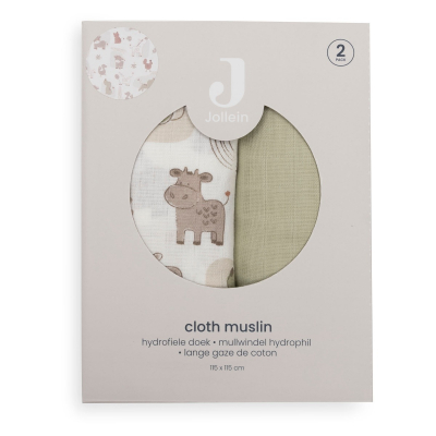 Pastelne zelene povijalne muslin plenice BARN BUDDIES (115x115 cm) - 2 kosa,  Jollein® 