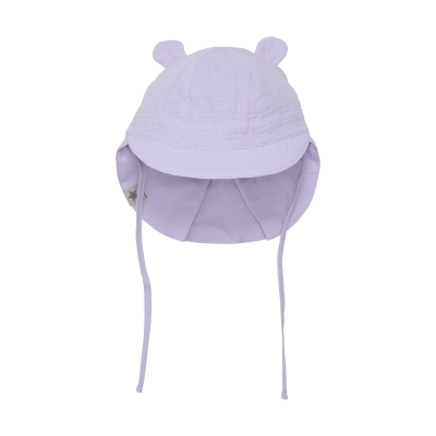 Vijoličen muslin klobuček UŠESKA 74/80 (9-12 m) - UPF 50+, HUTTEliHUT® - AKCIJA