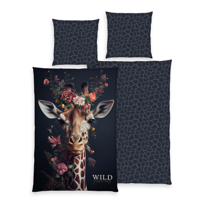 Dvostranska 2-delna posteljnina GIRAFFE WILD FLOWERS, 140x200 cm