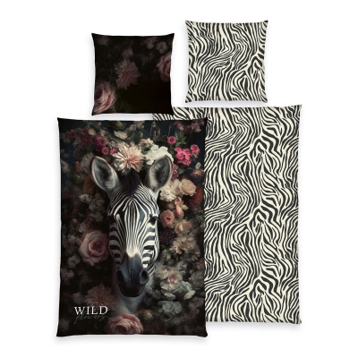Dvostranska 2-delna posteljnina ZEBRA WILD FLOWERS, 140x200 cm