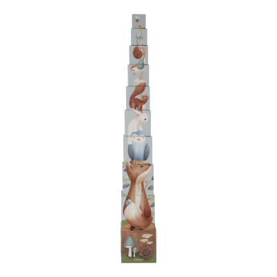 Zelen kartonast stolp iz kock Forest Friends (18m+), Little Dutch (LD7239)